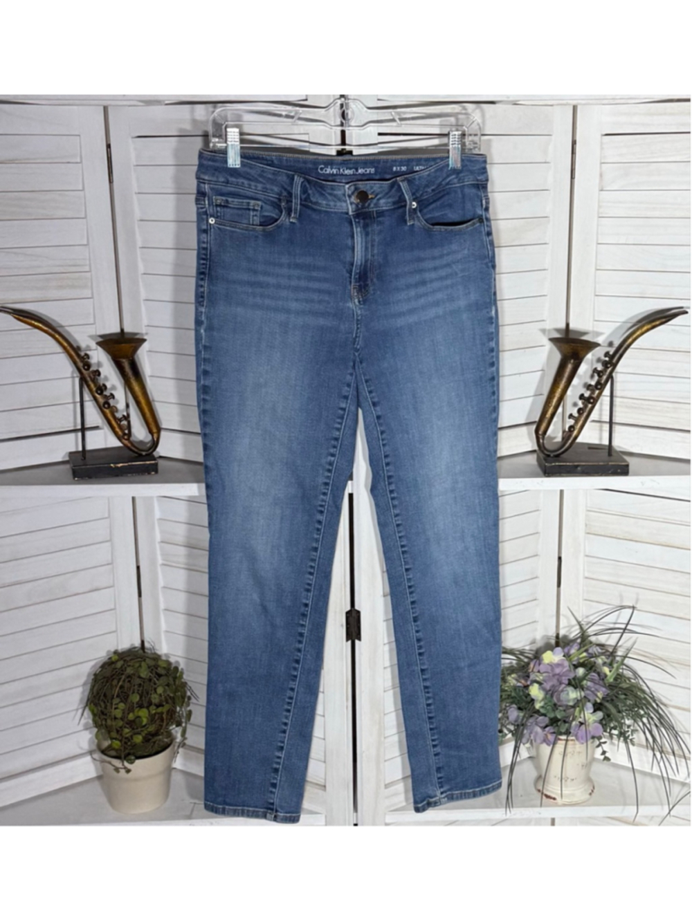 Calvin Klein jeans skinny stretchy cotton riding grunge rock biker blue Y2K sz 8